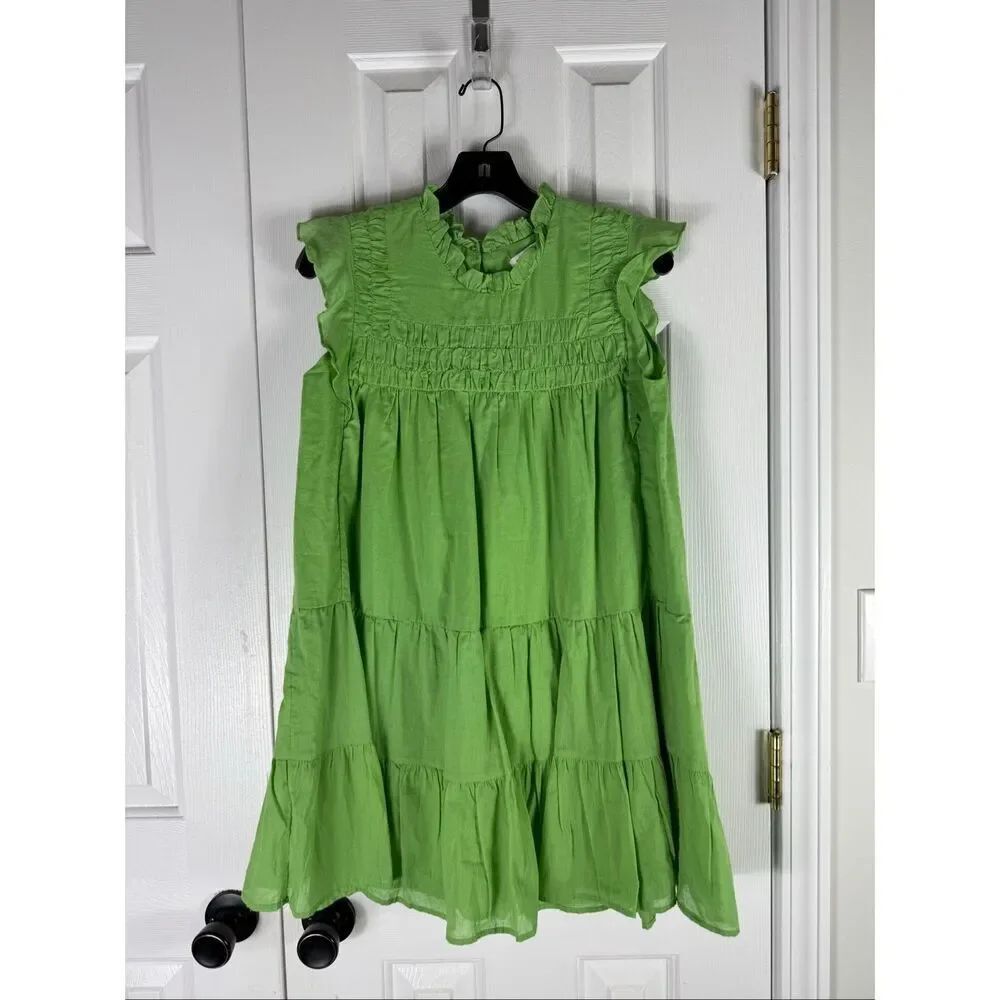 Hyfve Womens Green Sleeveless Tiered Sundress Size M